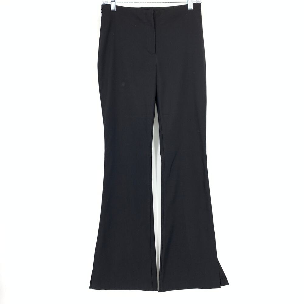 Naf Naf Flare Leg Side Slit Pants Womens Size 38 US Medium Black Mid Rise